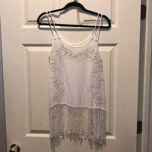 Fringe white top